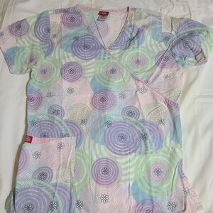 Dickies Colorful Patterned Scrub Top And Matching Pants 2pc Set